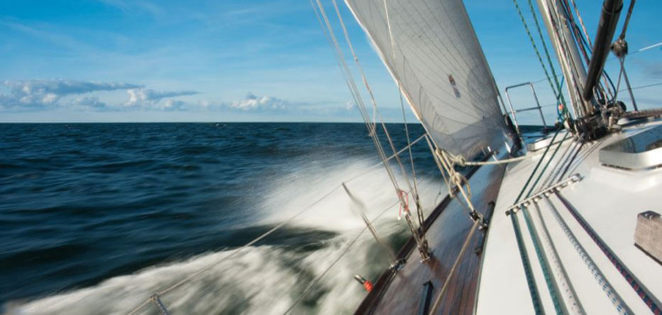 Photo of a luxury ocean going yacht underway on a reach